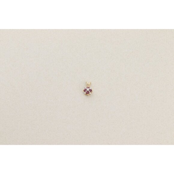 Pendant Only 14k Yellow Gold Natural Ruby & Diamond Pendant 5/8" x 3/8" - Picture 5 of 6